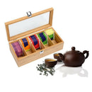 Bamboo System Tea Bag Jewelry Organizer Storage Box 5 Compartments Tea Box