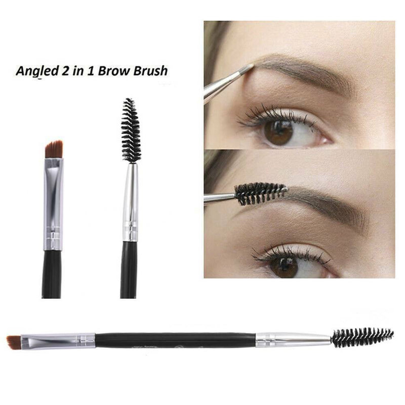 Double Sided Women Ended Eyebrow Makeup Wand Brow Shaping Angled Eyelash Brush