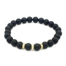 Fashion Unisex Women Men Rhinestone Charm Matte Bead Bangle Strand Bracelet A