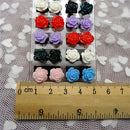 12 Pairs Rose Stud Earrings Mixed Color Flower Earrings Wholesale Jewelry Set 3C