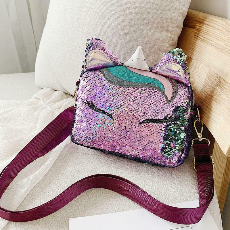 Sequins Animal Shaped Shoulder Handbags Women Small Crossbody Bags (Purple)