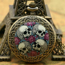 Purple flower four sly heads retro pocket watch T4S5