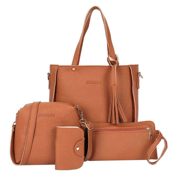 4pcs Women Handbag Lady PU Leather Shoulder Bag Tote Purse Messenger Satche