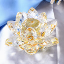 Crystal Lotus Flower Crafts Paperweights Buddhist Feng Shui Ornaments Yellow