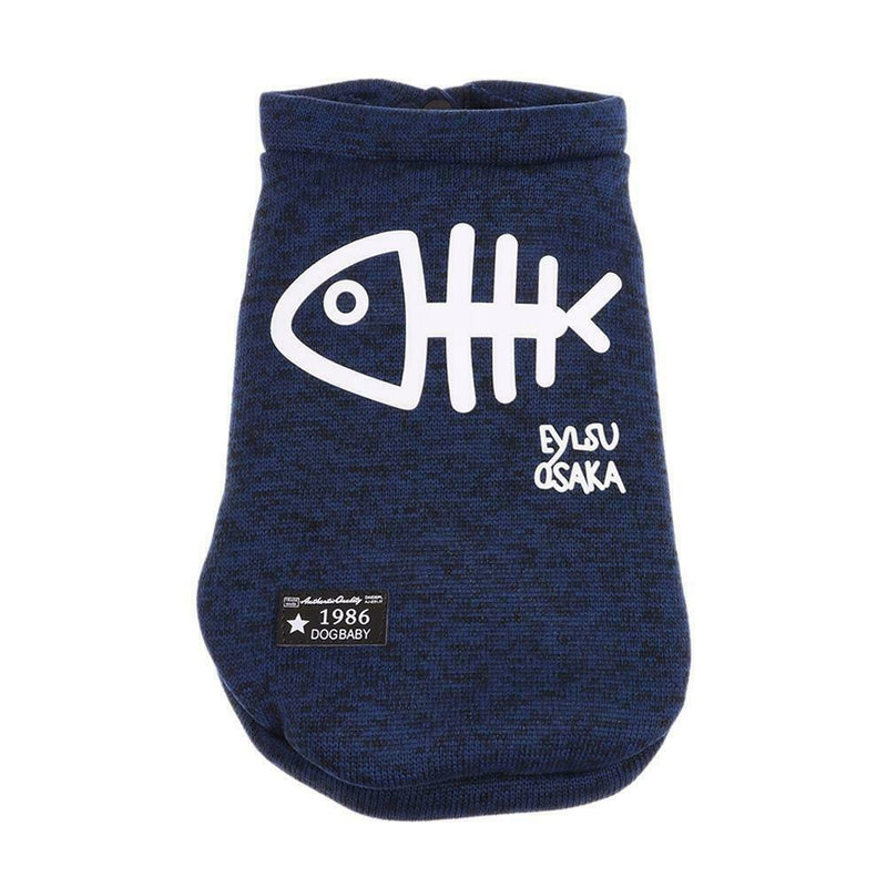 Puppy Pet Dog Fish Bone Sweater Winter Warm Sweater Coat Costume Apparel L A