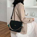 Solid Color Scrub Leather Crossbody Bags for Women Chain Scarf Shoulder Mes