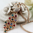 Trendy Peacock Pendants Long Colorful Crystal Necklace for Women Beauty Gw