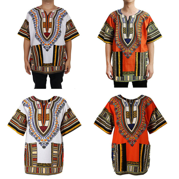 2 Pieces Unisex Short Sleeve Dashiki African Hippie
