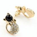 1 Pair Women Fashion Earrings Elegant Cat Crystal Rhinestone Ear Stud Earrin NTO