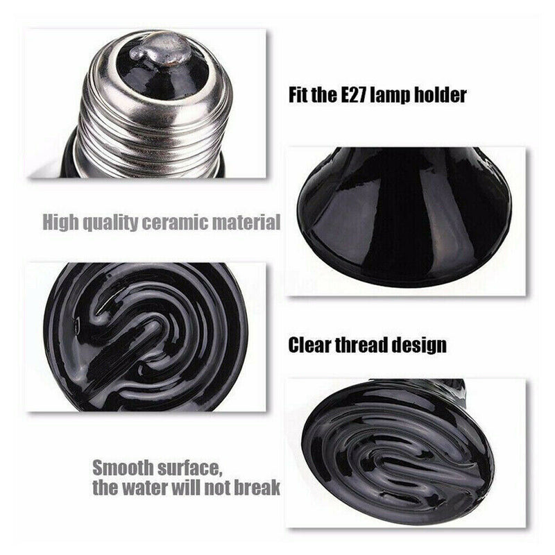 Reptile Brooder Incubator Infrared Emitter Lamp Ceramic Heating Lamp Holder 100W