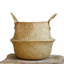 Woven Seagrass Basket, Woven Seagrass Tote Belly Basket for Storage, Laundr