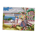 Flower & Girl Stamped Cross Stitch Kit DIY Handmade Needlework for Beginners