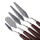 5Pcs Red Brown Handle Stainless Steel Oil Painting Palette Knives Scraper Tools