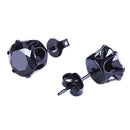Men Women Stainless Steel Black Round Cubic Ear Studs Earrings 3mm-8mm 6 Pair TE