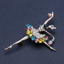 Dancing Ballet Ballerina Brooch Pin Clear AB Crystal Silvertone Fashion