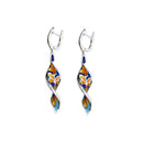 Spiral Leaf Enamel Cloisonne Flower Long Earrings Elegant