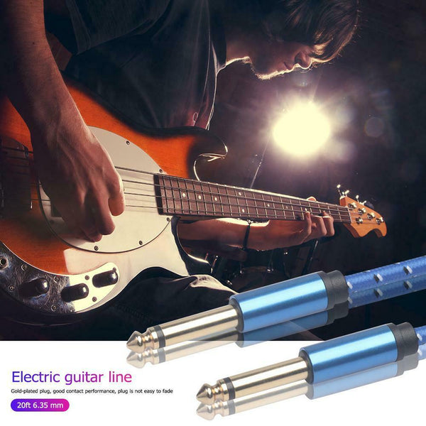 20ft 6.35 mm Jack Mono Audio Cable Male to Male for Guitar Mixer Amplifier
