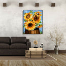 Painting By Numbers Kit DIY Blooming Sunflower Canvas Oil Art Picture Craft