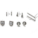 5Pairs/Set Rhinestone Crystal Earrings Women Ear Stud Earrings Jewelry Gift BX