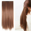 Fashionable 23" Light Brown Straight Full Head Clip In Hair Extensions Perm