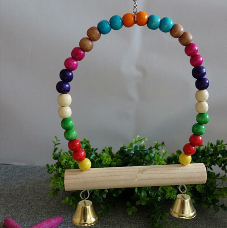 1x Great Wooden Bird Parrot Swing Toys Parakeet Cockatiel Lovebird Budgie Cag %o
