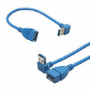 Male to Female USB 3.0 Extension Cable, Up &Down Angle - Blue (Pack of 2),  V3E9