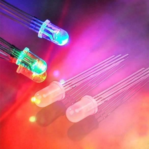 100Pcs Ultra-Bright 5mm 4 Pin RGB Diffused Common Anode LED Red Green Blue