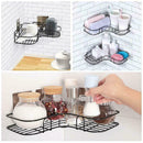 Bathroom Kitchen Shower Caddy Shelf Triangular Wall Corner Rack Black Organ E3E1