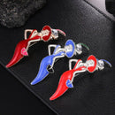Red Colorful Lady Brooch Enamel Pins Wear Big Hat Party Girl Fashion Jewelr