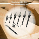 7pcs 3-point Wood Countersunk Head Drill Reaming Drill Bit Woodworking Tool
