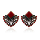 Handmade Crystal Beads Geometric Fan Shaped Dangle Earrings Bohemia Ethnic