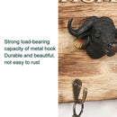 Kitchen Wall Hook Home Bedroom Bull Head Key Storage Retro Wooden Rope Hanging