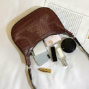 Women Retro Shoulder Bag Leather Money Purse Messenger Handbag (Dark Brown)