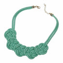 Bright Neon Knot Fabric Statement Collar Necklace - Green