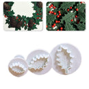 3x/Set Xmas Holly Leaf Plunger Mould Fondant Cookies Cake Sugar Craft Mold V5J5