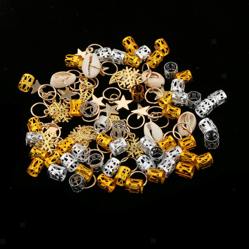 84pcs  Shell Star Hair Ring Braid Rings Loops Headband Accessories
