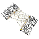 White Butterfly Beaded Double Hair Comb Clip Stretchy Women Hair Accessory