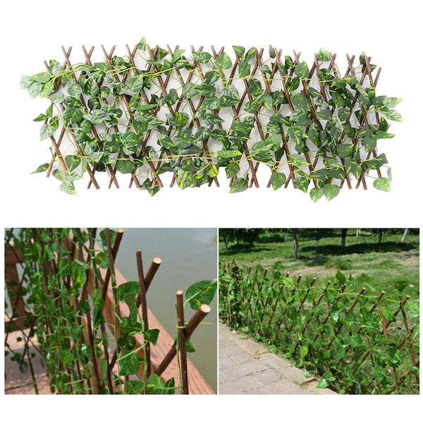 Garden Fence Expandable Faux Ivy Wood Vines Plant for Backyard Outdoor Decor
