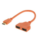 1080P HD HDMI Port Male to 2 Female 1 In 2 Out Splitter Cable Adapter Orange