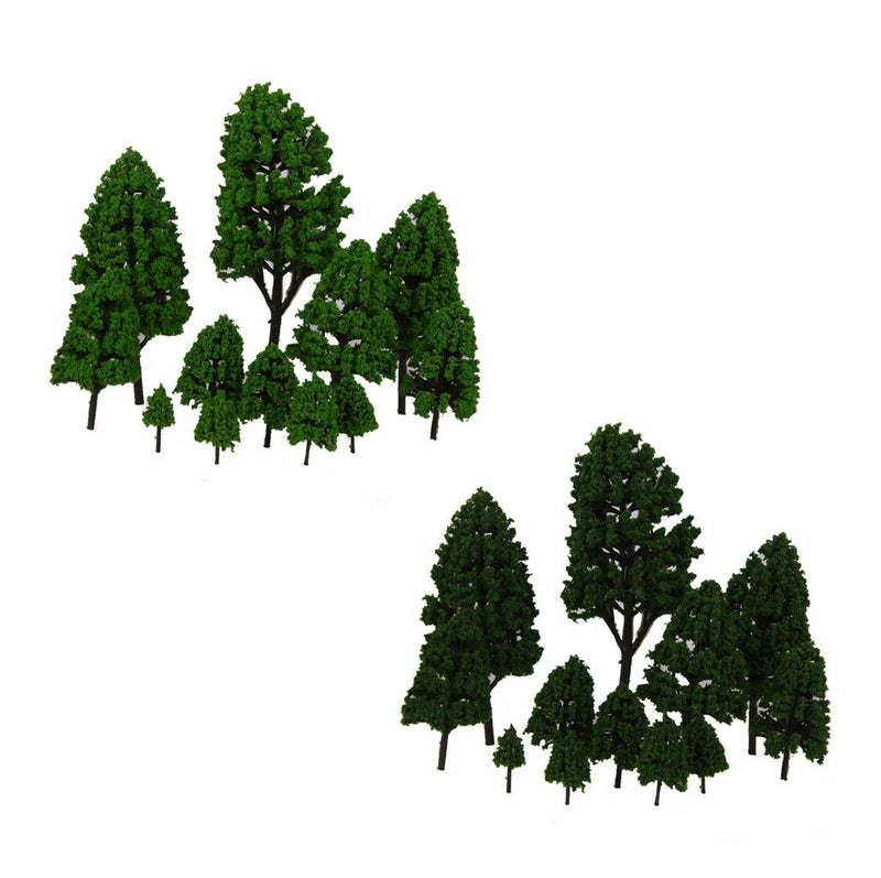 24x Light/Dark Green Poplar Trees 2.5-16cm Train Rainway Layout Park Scene