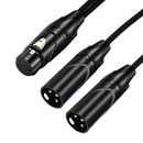 3Pin XLR Female Jack To Dual 2Male Plug Y Splitter Cable Adaptor Audio Cable