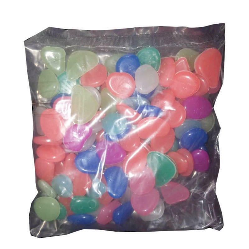 100pcs Glow in The Dark Stones FISH TANK AQUARIUM Pebbles Rock Garden Road FOD