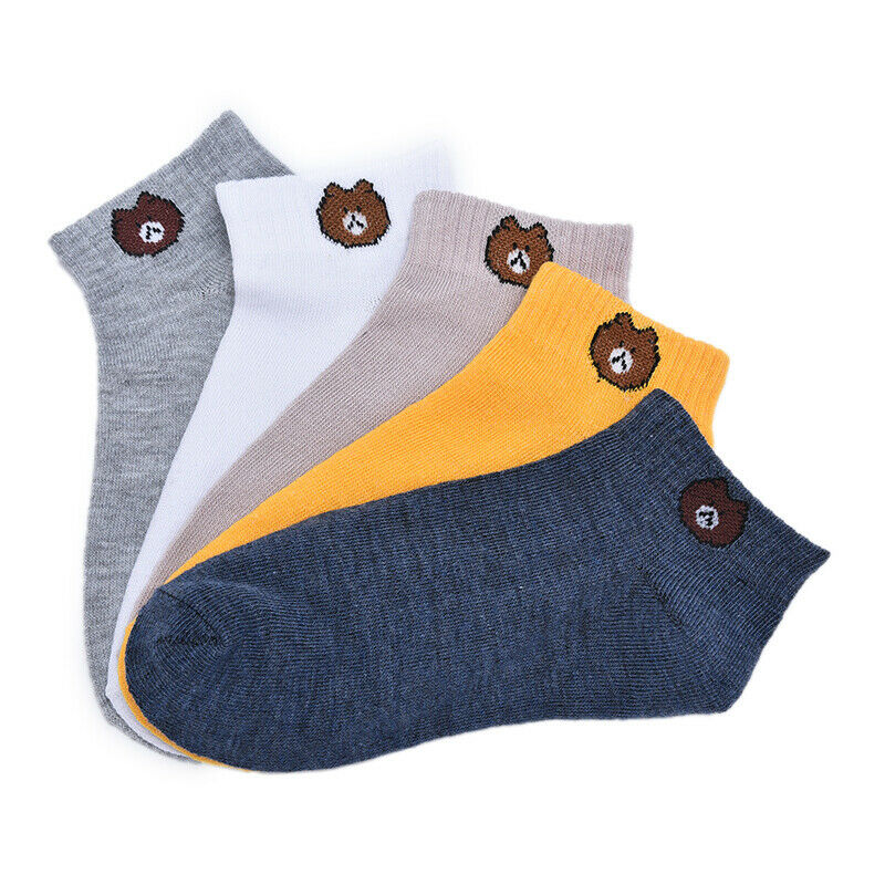 Women cartoon bear Comfortable Cotton Sock Slippers Short Ankle  OZ