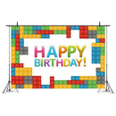 0.9x1.5m Happy Birthday Building Block Wall Photo Shooting Background Cloth A