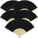 Diy Wedding Party Decoration Folding Paper Hand Fan 8.25 Inch Black (5 Pcs) X4J9