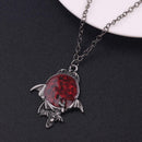 Red Crystal Vampire Gothic Bat Pendant Halloween Necklace Womens Jewelry Gi E3W9