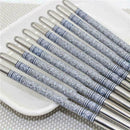 Stainless Steel Chopsticks Chinese Flower Printing Sticks Chop Tableware Sa U0W3