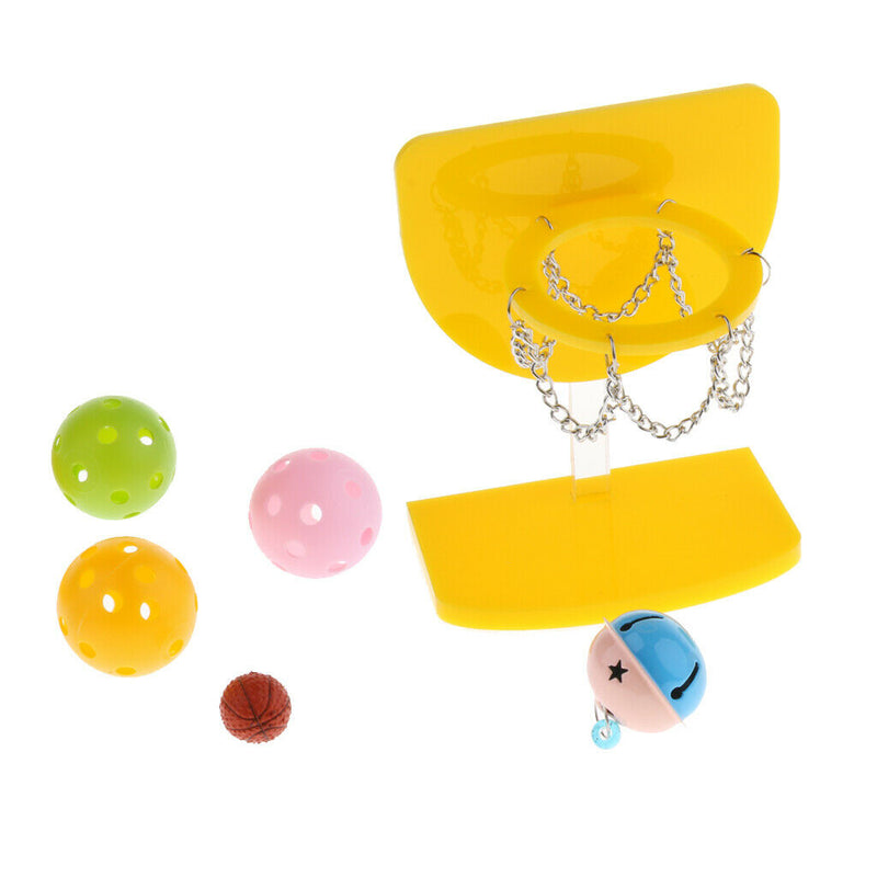 Pet Bird Chew Toys Parrot Parakeet Basketball Hoop Prop Trick Prop+ 4pcs Balls +