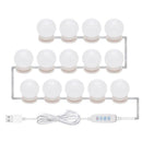 14pcs LED Makeup Mirror Light Bulb Kit Dimmable USB Hollywood Vanity Lights A