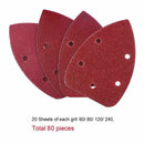 80 Pieces Mouse Detail Sander Sandpaper Sanding Paper Hook and Loop Assorte S7E8